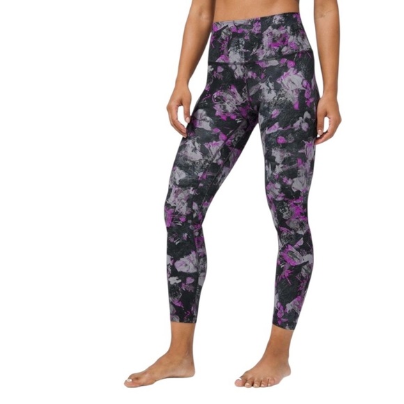 Lululemon Align Pant II 25" Leggings Womens 4 Floral Shift Multi Gray Running - Picture 1 of 8